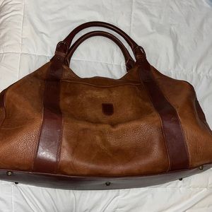 Bruno Magli brown leather overnight duffle bag